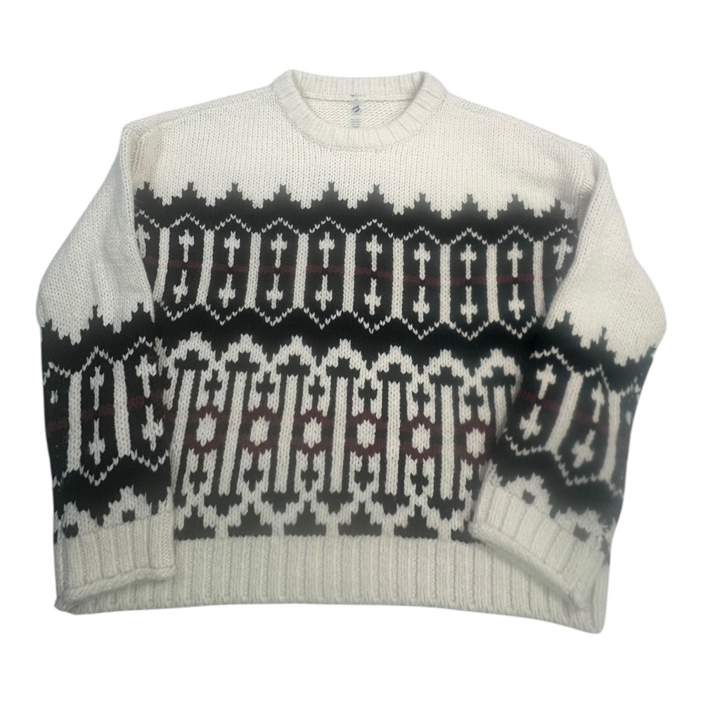 Lou & Grey Cream Black Geometric Knit Sweater XS Pullover